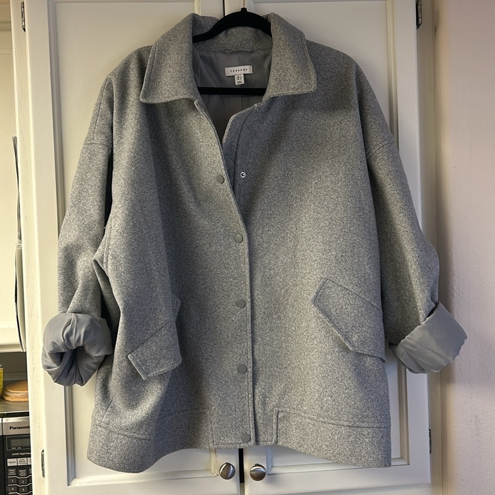 Gray Oversized Winter Pea Coat